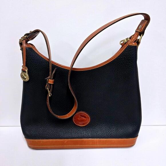 Dooney & Bourke Handbags - Dooney & Bourke Navy Tan Leather Shoulder Bag